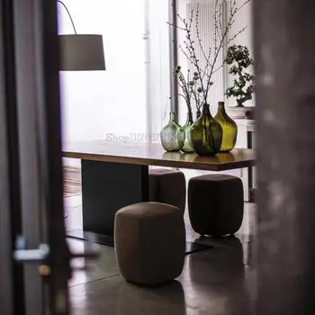 Островной стол из массива дерева в скандинавском стиле, стол со встроенным светом, роскошная современная простая гостиная, индивидуальность, индустриальный стиль домашнего хозяйства