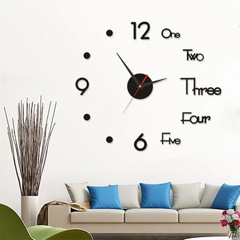 Сделай сам Простые цифровые часы современного дизайна, бесшумные настенные часы для офиса, дома, гостиной, украшения стен, настенные наклейки без перфорации, часы