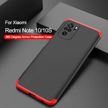 GKK Для Xiaomi Redmi Note 8 8T 9 9S Pro 10 10S Case 360 Полноразмерный чехол Для Redmi Note 10 10S Противоударный Чехол + Закаленное Стекло