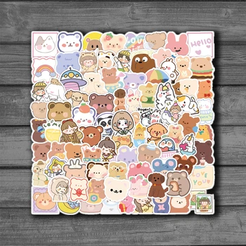 100шт Мини-Ins Наклейки серии Korean Bear Girl Kawaii Персонаж DIY Ноутбук Ручной счет Канцелярские принадлежности Дневник Наклейки для заметок о багаже