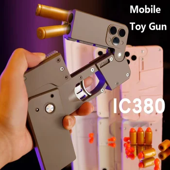 IC380 Бросающий скорлупу Складной Игрушечный Пистолет Для Мобильного Телефона, Выбрасывающий Магазин с Одной кнопкой, Может Запустить Модель Пистолета Для метания скорлупы Всмятку