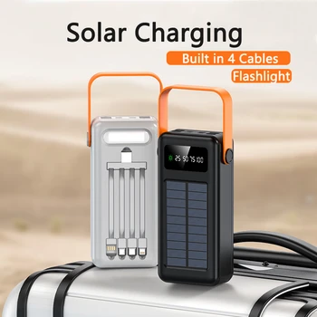 Солнечный аккумулятор 50000mAh Солнечная зарядка Портативное внешнее зарядное устройство 40000mAh Powerbank для Xiaomi iPhone 14 13 Poverbank
