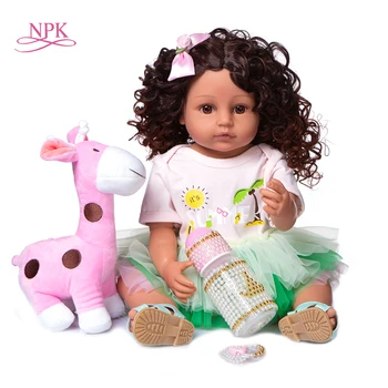 NPK 55 см Рождественский подарок pincess оригинальный полный корпус из мягкого силикона настоящее мягкое прикосновение возрожденный ребенок малыш вьющиеся волосы модная кукла для девочек
