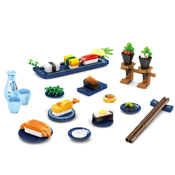 Городское творчество 2022, Японская еда, Коллекция суши, модель MOC, Строительные блоки, Кирпичи, Детские игрушки для детей, подарок на день рождения