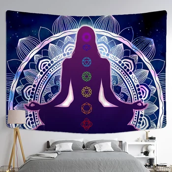Абстрактная Медитация человека Чакра Вселенная Сила Акварель Настенный Гобелен Домашний декор для гостиной Спальни