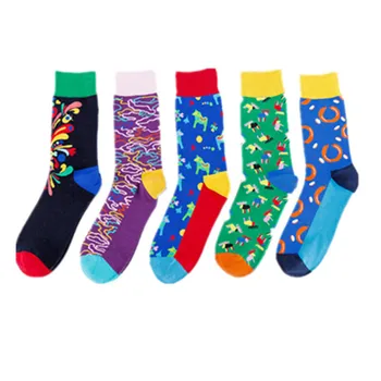 5 пар носков большого размера красочные носки tide средней высоты хлопчатобумажные носки оптом индивидуальные носки уличной моды