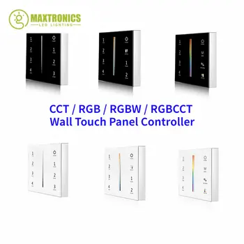 Интеллектуальный Контроллер Сенсорной панели 2.4G с 4-ЗОННЫМ Затемнением, Настенное Стекло / CCT / RGB / RGBW/RGB + CCT T21, T22, T24, T25 Для светодиодной ленты