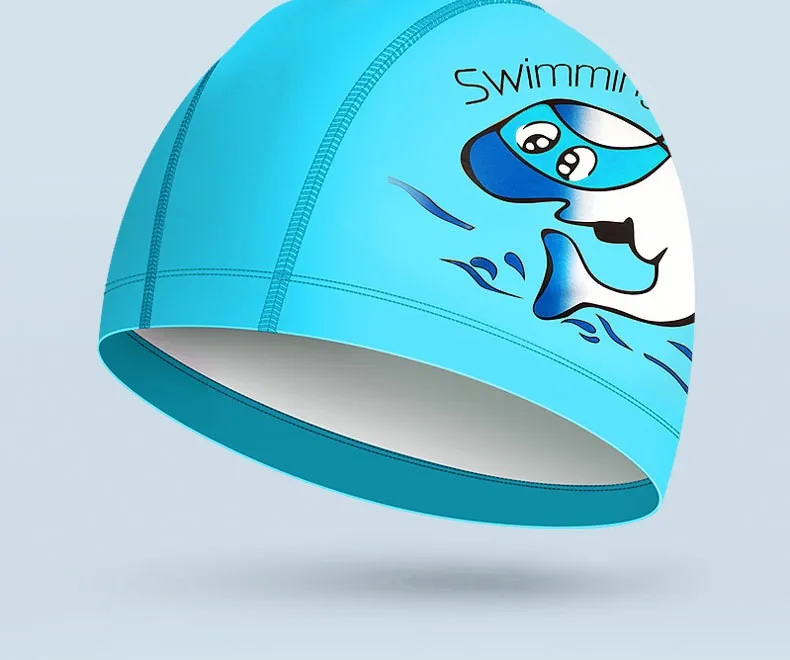 Мультяшная шапочка для плавания, шапочка для плавания из искусственной ткани для малышей, водонепроницаемые шапочки для купания, шапочка для плавания для длинных коротких волос