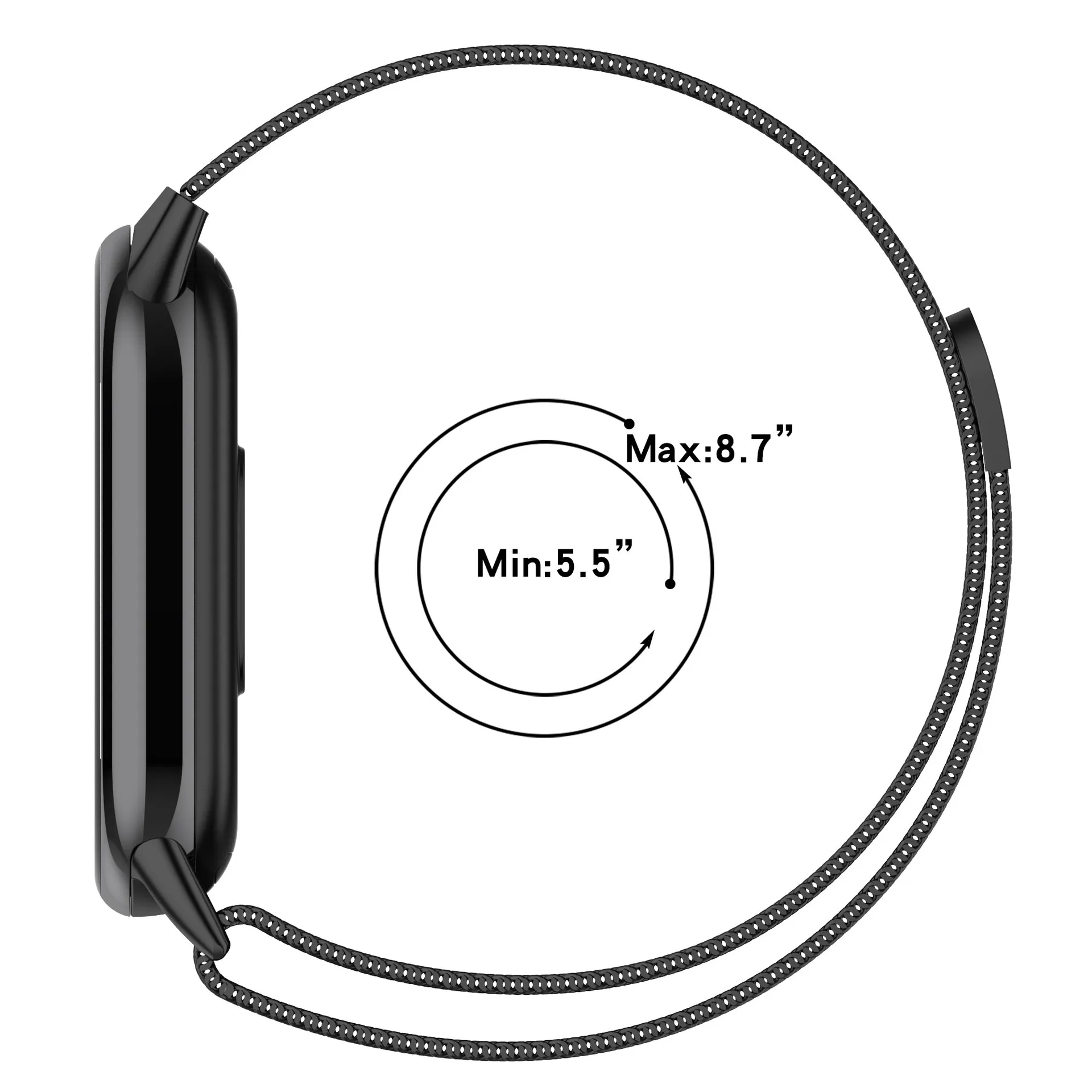 Ремешок для Xiaomi Mi Band 8 Металлический браслет Сменный браслет Ремешок для часов из нержавеющей стали для мужчин и женщин