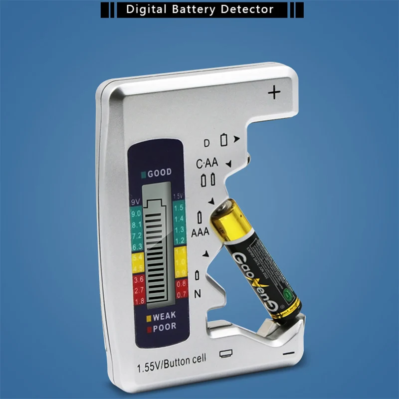 Тестер заряда батареи Универсальный цифровой измеритель заряда батареи с ЖК дисплеем для батареек типа AA AAA C D 9 В 1,5 В Инструмент обнаружения батареек с кнопочными элементами