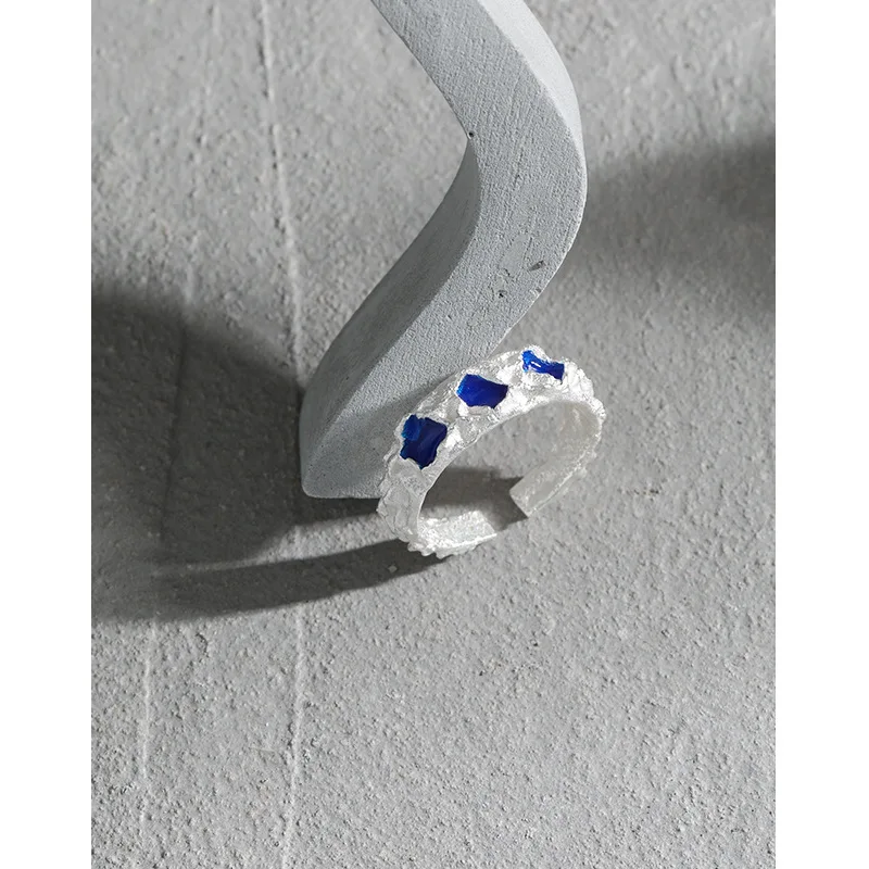 Открытое Кольцо Из Стерлингового Серебра SHANICE S925 Ins с нишевым дизайном, минималистичный универсальный клей с неровной поверхностью, Текстовые Вечерние Ювелирные Изделия, Подарки