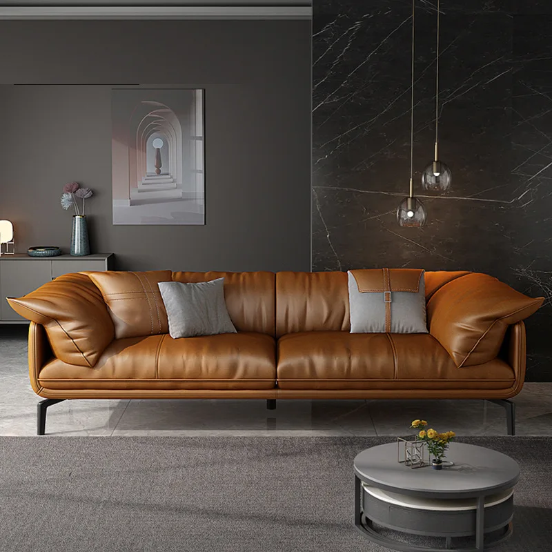 Легкий Роскошный кожаный диван Napa в итальянском стиле, современный минималистичный Комбинированный кожаный диван для гостиной