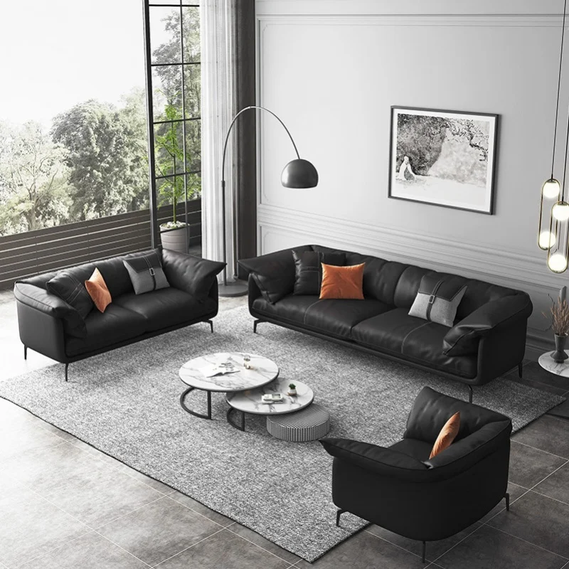 Легкий Роскошный кожаный диван Napa в итальянском стиле, современный минималистичный Комбинированный кожаный диван для гостиной