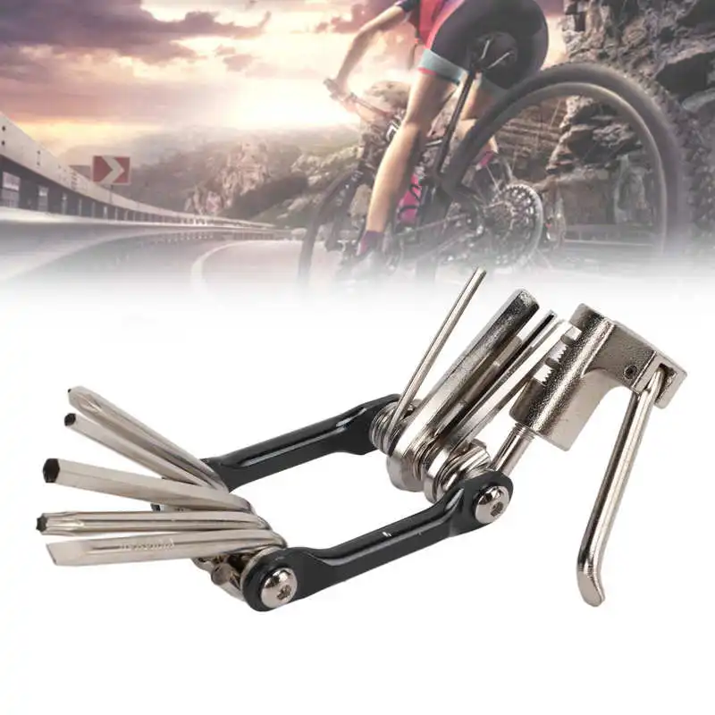 Многофункциональный инструмент для ремонта велосипедов, легкий складной инструмент, удобный для переноски, инструмент для ремонта велосипедов, 11 в 1, прочный для бытовых инструментов обслуживания.