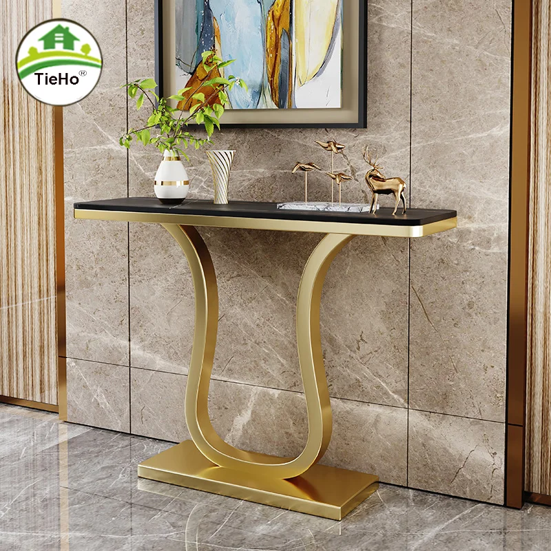 Роскошный консольный стол из золотого сланца, современный креативный стол для гостиной, Длинный приставной стол, Железный консольный стол для входа, мебель для дома