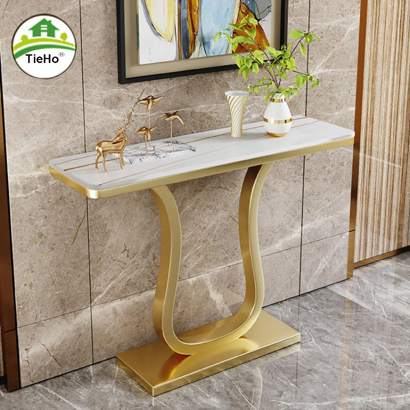 Роскошный консольный стол из золотого сланца, современный креативный стол для гостиной, Длинный приставной стол, Железный консольный стол для входа, мебель для дома