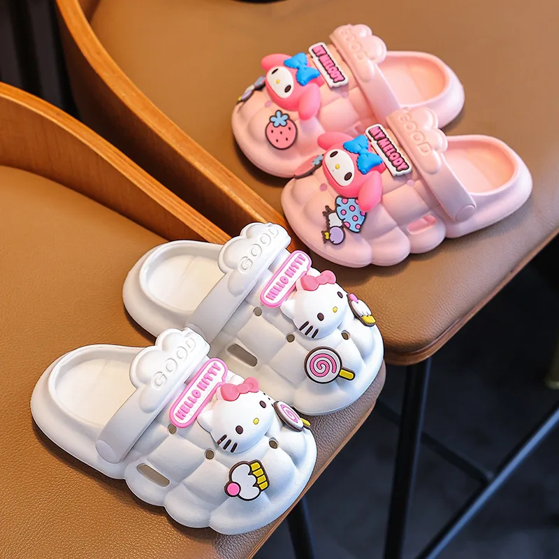 2023 Sanrio Тапочки Kawaii Mymelody Kuromi Cinnamoroll Летняя Детская Обувь С Мультяшными Дырочками Противоскользящие Сандалии Детский Подарок