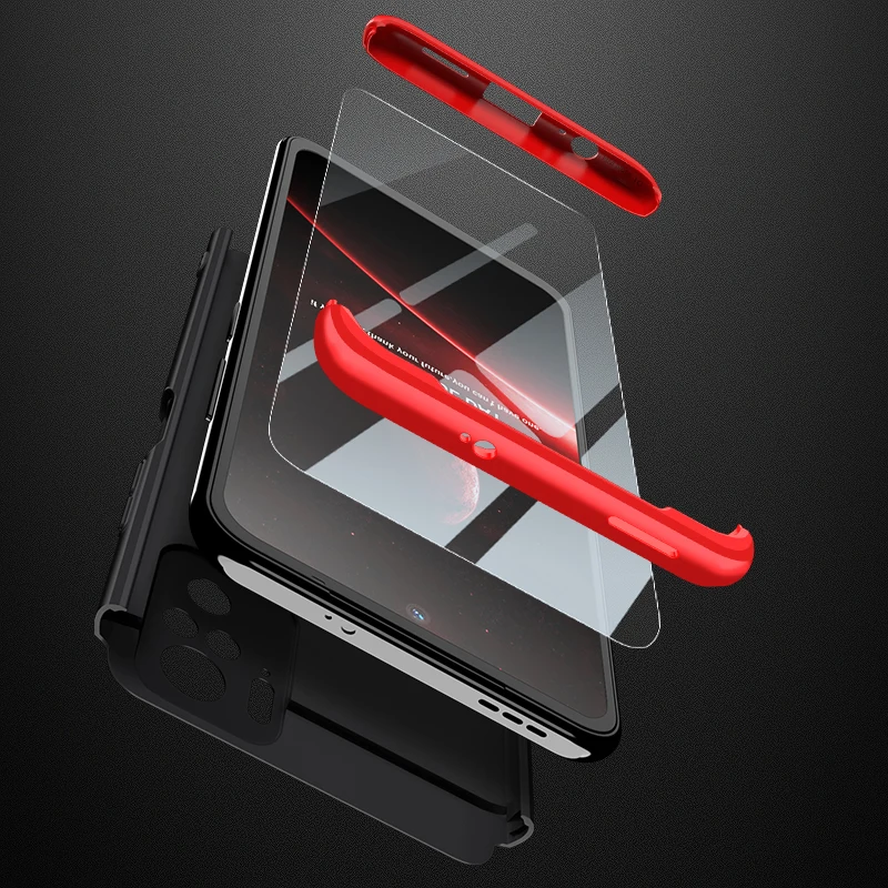 GKK Для Xiaomi Redmi Note 8 8T 9 9S Pro 10 10S Case 360 Полноразмерный чехол Для Redmi Note 10 10S Противоударный Чехол + Закаленное Стекло