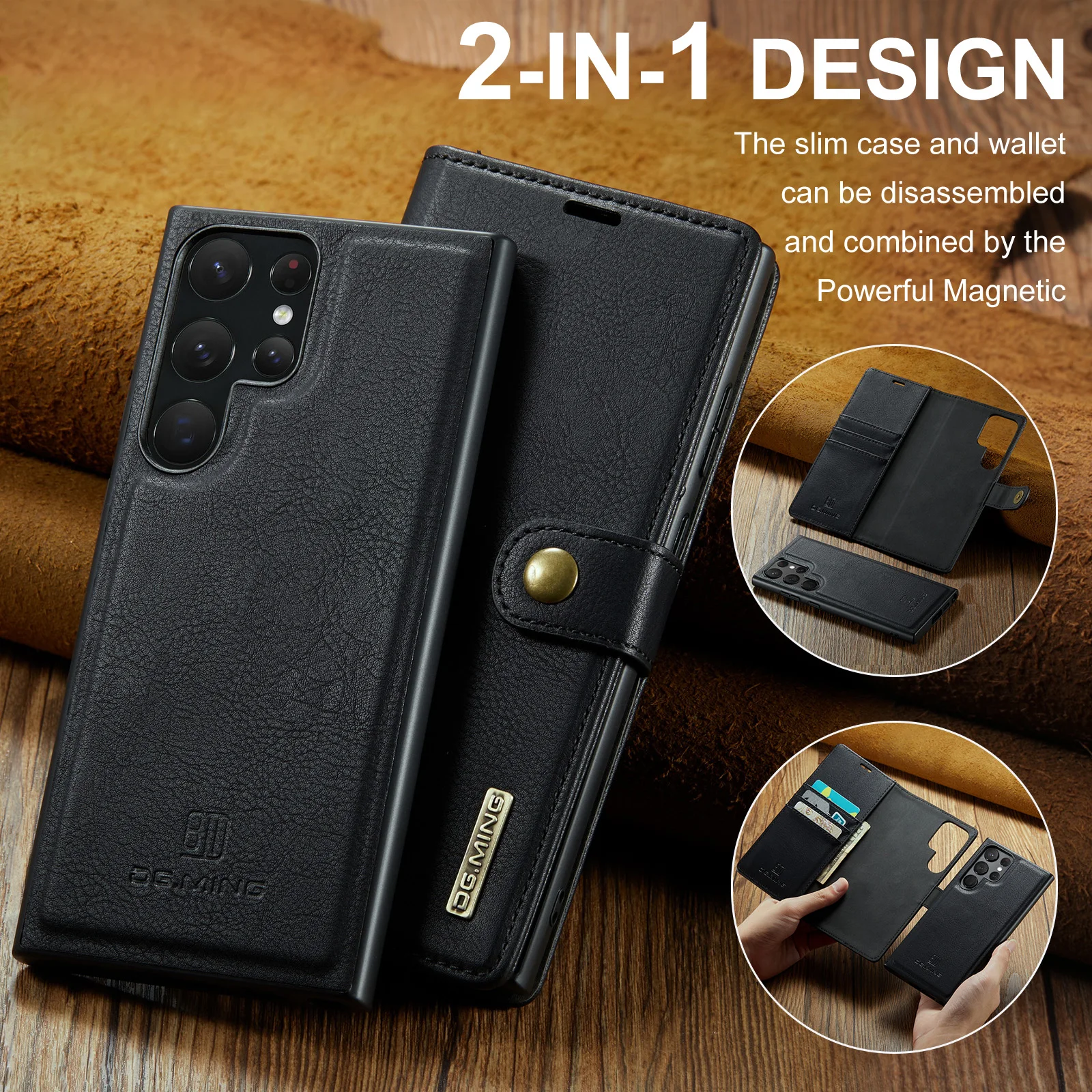 DG.Ming Для Samsung S7 S8 S9 S10 Plus, 2-Х Складной Магнитный чехол-бумажник, чехол для телефона Galaxy Note 8 9 10 Plus A10 A20 A30 A40 A50 A70
