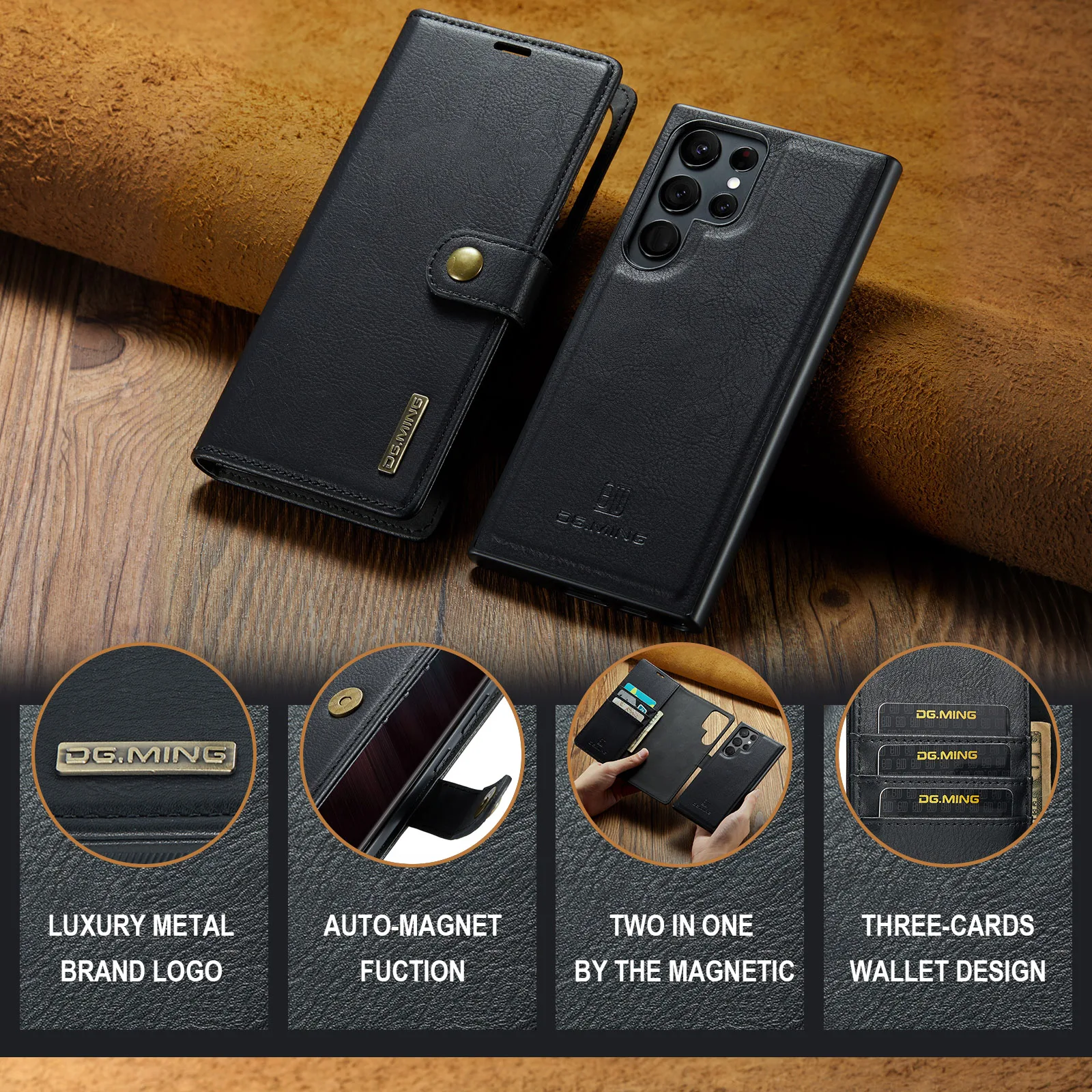 DG.Ming Для Samsung S7 S8 S9 S10 Plus, 2-Х Складной Магнитный чехол-бумажник, чехол для телефона Galaxy Note 8 9 10 Plus A10 A20 A30 A40 A50 A70