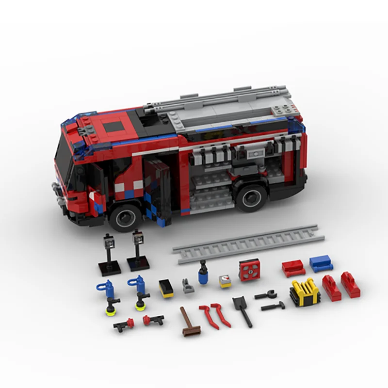 Серия автомобилей Moc Строительные блоки Amsterdam Гибридная модель двигателя пожарной машины Технология Brick Фирменный автомобиль DIY Игрушка для ребенка