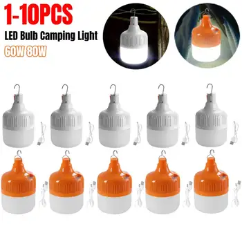 1-10 Шт. Наружный фонарь мощностью 80 Вт USB Перезаряжаемые светодиодные аварийные огни USB Перезаряжаемые Портативные лампы для палатки Светодиодные фонари