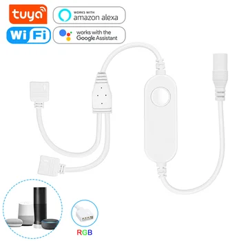 Tuya WiFi Smart LED Controller 4 Pin RGB LED Strip Light Contoller 5-24 В Приложение Дистанционного Голосового Управления Работа с Alexa Echo Google