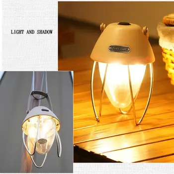Светодиодная лампа для кемпинга 300-400 люмен с плавным затемнением, Ретро Лампа для палатки, Аварийное освещение Со светодиодными индикаторами мощности, атмосферная лампа