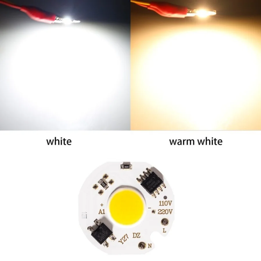 MunLii Нет Необходимости В Драйвере 220 В Светодиодный COB Чип 3 Вт 5 Вт 7 Вт 10 Вт 12 Вт Светодиодный Чип Лампа Smart IC Светодиодная Лампа для Прожектора Холодный белый Теплый белый